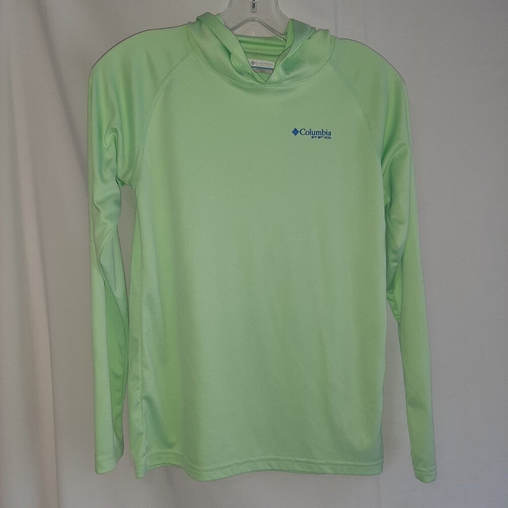 Columbia Sportswear PFG Long Sleeve Boys Fishing Shirt with Hoodie, Sz Lg 14/16